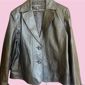 Jones New York Women's Black Leather Jacket